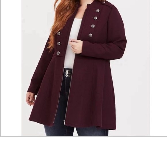 Torrid Burgundy Military Jacket - size 3 - Picture 3 of 13